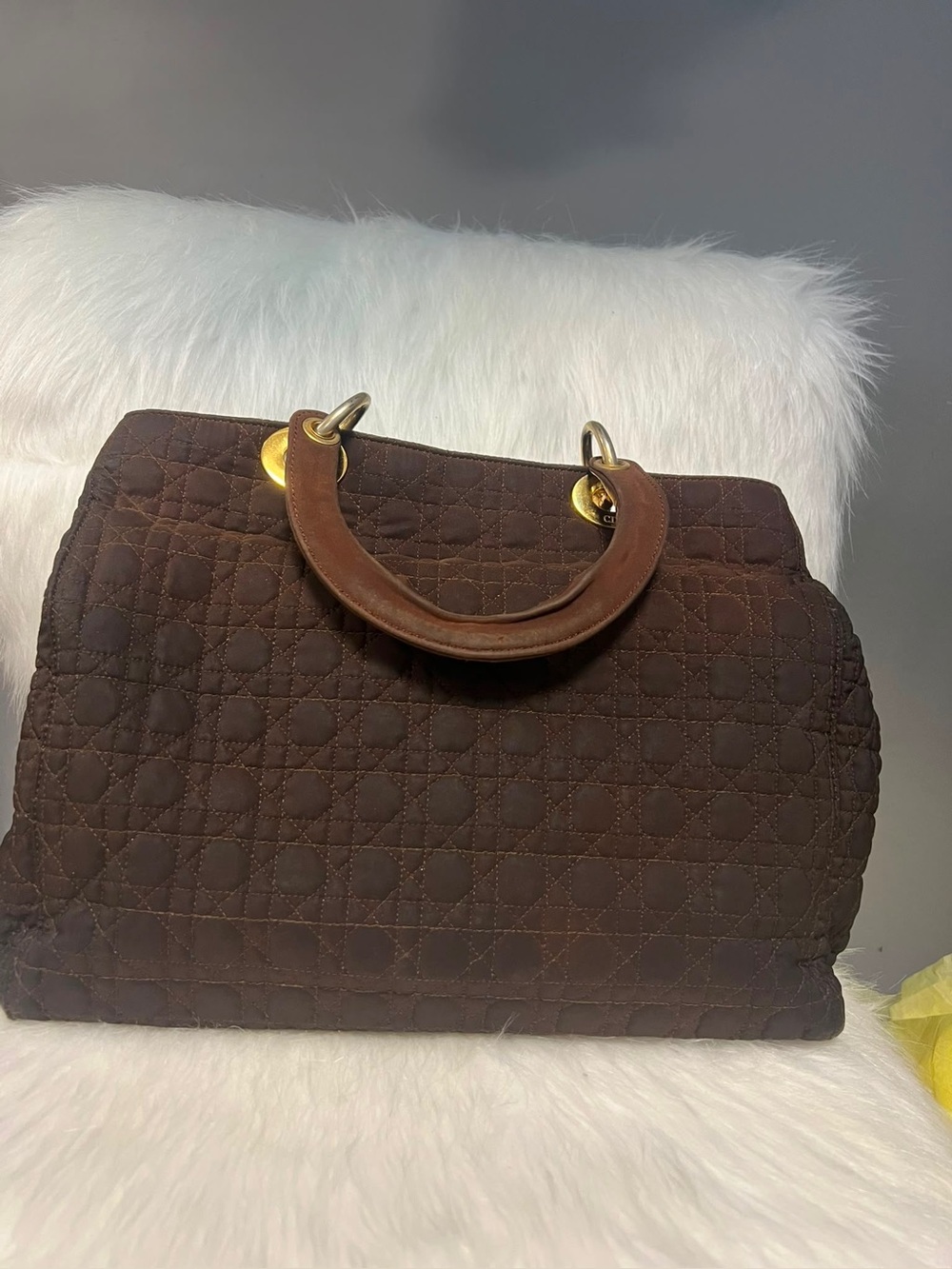 Vintage Lady Dior Quilted Black Satchel with Gold Accent Charms - Picture 9 of 16